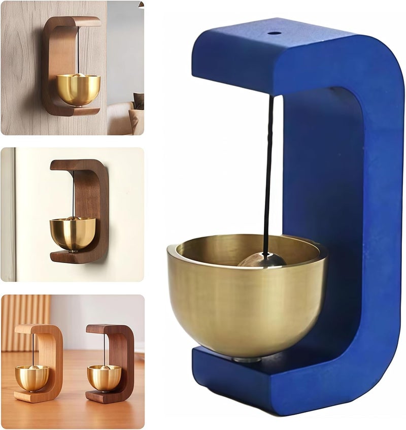BIBIFACTORY 2025 New Wooden C-Shaped Wind Chime, Japanese Small Rustic Welcome Wind Chime Wooden Door Bell for Restaurants Home Barn C Shape (Metal Blue) - Image 1